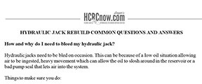 Hydraulic Jack Rebuild - Common Questions